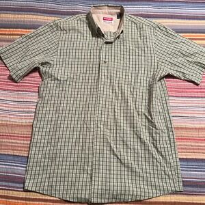 Wrangler Men's‎ Green Plaid Short Sleeve Button Up Casual Shirt Size S